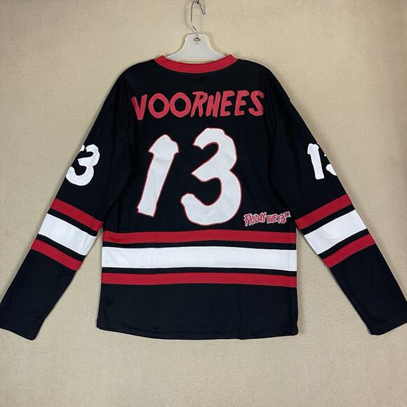 Friday The 13th Jersey Mens S Black Jason Voorhees Hockey Mask Halloween Shirt - Picture 11 of 12